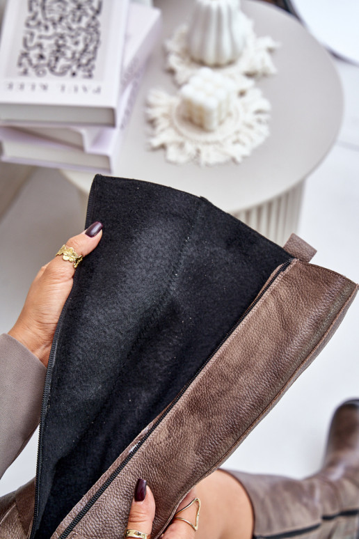 Zazoo 70141 Kožené dámske čižmy Pred kolenom Hnedá farba