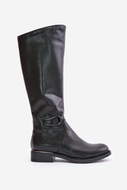 Zazoo 70140 Kožené dámske čižmy Pred kolenom zahriať sa čierna