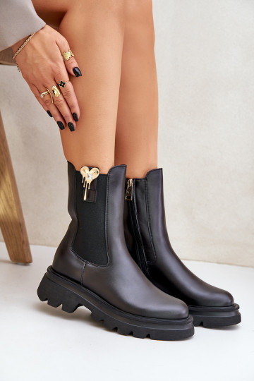 Kožené štýlové čižmy s Dekoráciou CheBello 4537 čierna 2