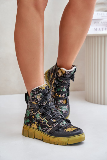 Kožené rovná sa Čižmy na šnurovanie Máciejka 06158-07 žltá --čierna