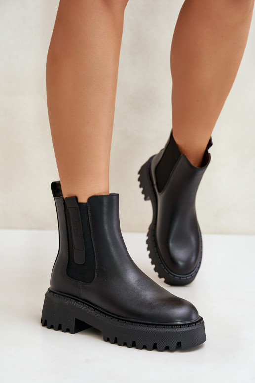 Kožené zahriať sa štýlové čižmy Dámske Big Star OO274A386 čierna Kožené zahriať sa štýlové čižmy Dámske Big Star OO274A386 čierna