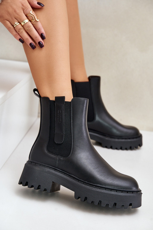 Kožené zahriať sa štýlové čižmy Dámske Big Star OO274A386 čierna Kožené zahriať sa štýlové čižmy Dámske Big Star OO274A386 čierna