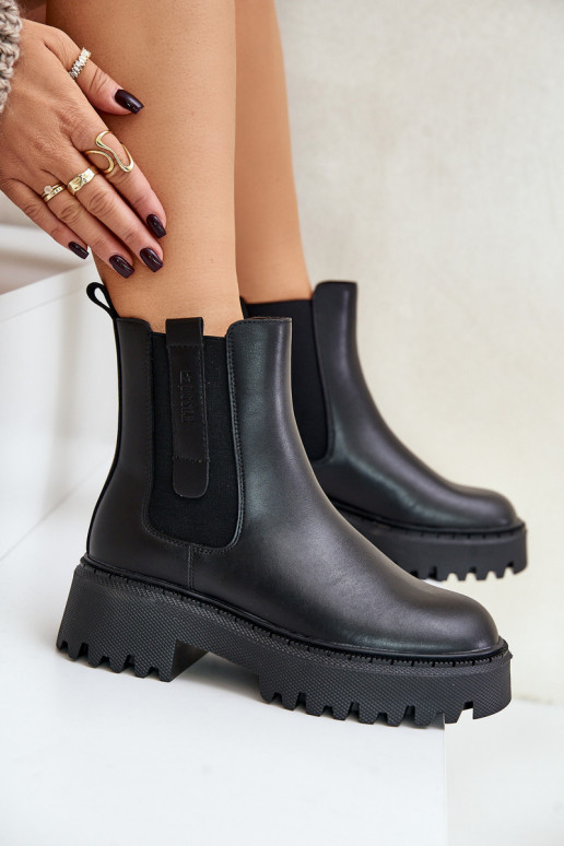 Kožené zahriať sa štýlové čižmy Dámske Big Star OO274A386 čierna Kožené zahriať sa štýlové čižmy Dámske Big Star OO274A386 čierna