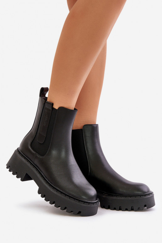 Kožené zahriať sa štýlové čižmy Dámske Big Star OO274A386 čierna Kožené zahriať sa štýlové čižmy Dámske Big Star OO274A386 čierna