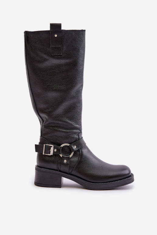 Zazoo 70141 Kožené dámske čižmy Pred kolenom čierna