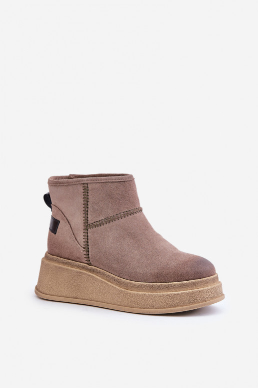 Kožené zo semišu Snehule Čižmy s platformou I Koturnie Máciejka 06769-02 tmavohnedá Kožené zo semišu Snehule Čižmy s platformou I Koturnie Máciejka 06769-02 tmavohnedá