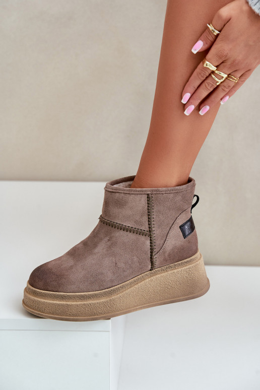 Kožené zo semišu Snehule Čižmy s platformou I Koturnie Máciejka 06769-02 tmavohnedá Kožené zo semišu Snehule Čižmy s platformou I Koturnie Máciejka 06769-02 tmavohnedá