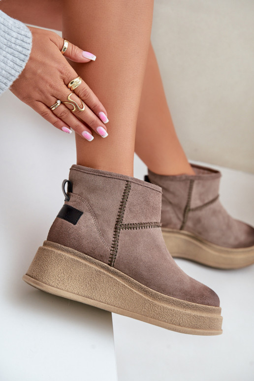 Kožené zo semišu Snehule Čižmy s platformou I Koturnie Máciejka 06769-02 tmavohnedá Kožené zo semišu Snehule Čižmy s platformou I Koturnie Máciejka 06769-02 tmavohnedá