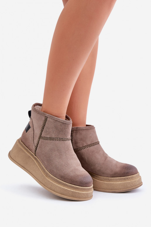 Kožené zo semišu Snehule Čižmy s platformou I Koturnie Máciejka 06769-02 tmavohnedá Kožené zo semišu Snehule Čižmy s platformou I Koturnie Máciejka 06769-02 tmavohnedá