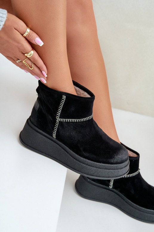 Kožené zo semišu Snehule Čižmy s platformou I Koturnie Máciejka 06769-01 čierna Kožené zo semišu Snehule Čižmy s platformou I Koturnie Máciejka 06769-01 čierna