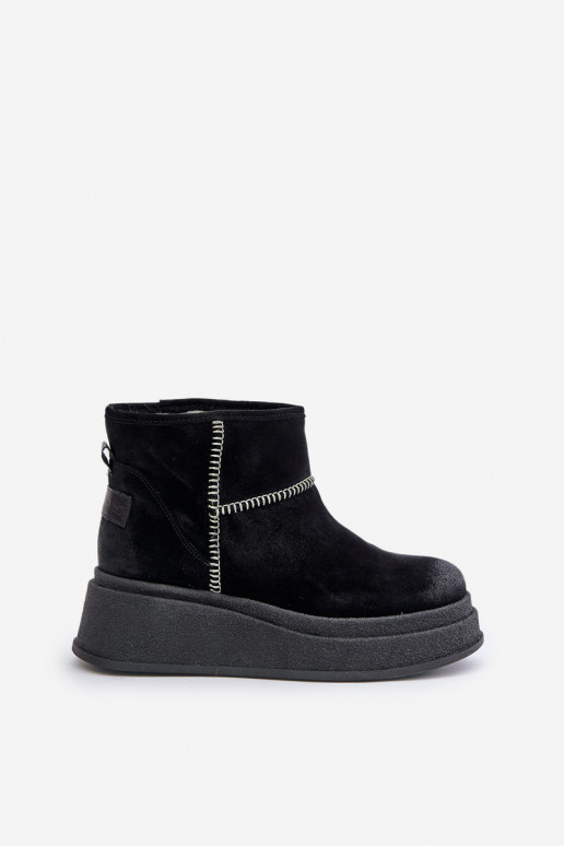 Kožené zo semišu Snehule Čižmy s platformou I Koturnie Máciejka 06769-01 čierna Kožené zo semišu Snehule Čižmy s platformou I Koturnie Máciejka 06769-01 čierna
