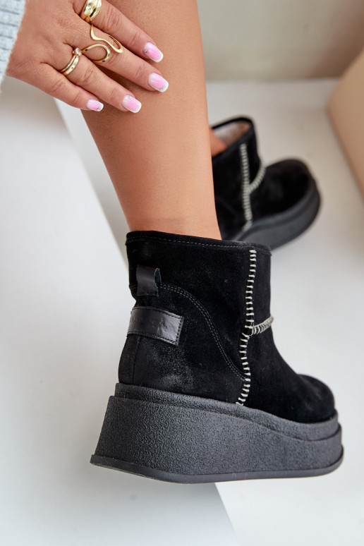 Kožené zo semišu Snehule Čižmy s platformou I Koturnie Máciejka 06769-01 čierna Kožené zo semišu Snehule Čižmy s platformou I Koturnie Máciejka 06769-01 čierna