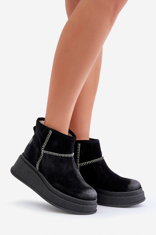 Kožené zo semišu Snehule Čižmy s platformou I Koturnie Máciejka 06769-01 čierna Kožené zo semišu Snehule Čižmy s platformou I Koturnie Máciejka 06769-01 čierna