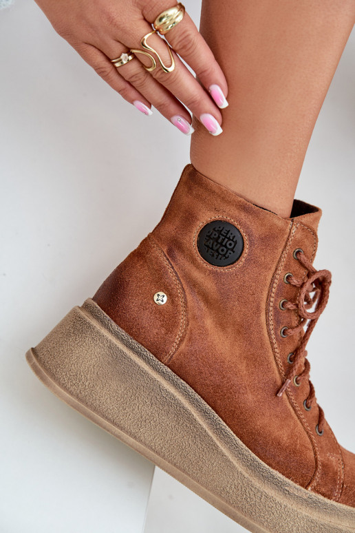 Semišové topánky s platformou Máciejka 06309-29 Hnedá farba Semišové topánky s platformou Máciejka 06309-29 Hnedá farba