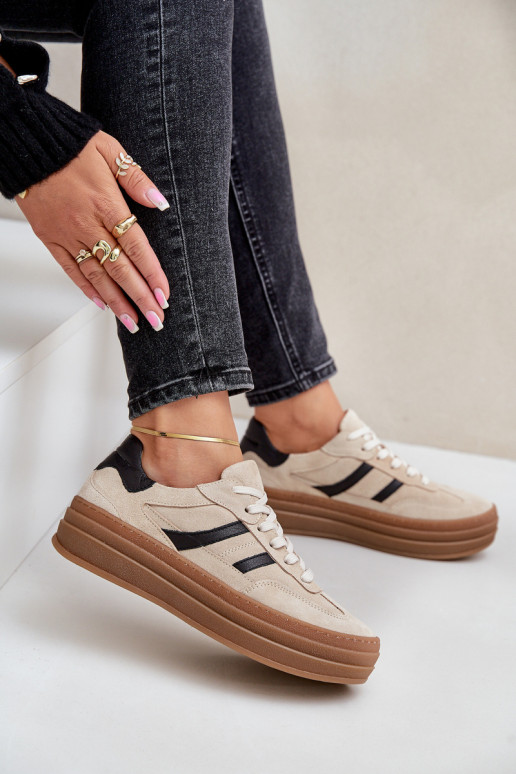 Zazoo N1176 zo semišu Tenisky model obuvi s platformou béžová Zazoo N1176 zo semišu Tenisky model obuvi s platformou béžová