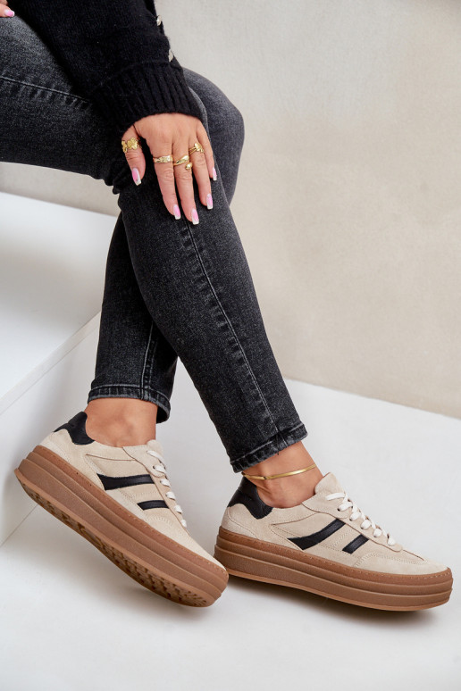 Zazoo N1176 zo semišu Tenisky model obuvi s platformou béžová Zazoo N1176 zo semišu Tenisky model obuvi s platformou béžová