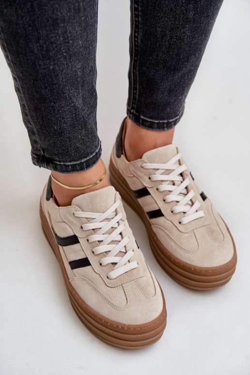 Zazoo N1176 zo semišu Tenisky model obuvi s platformou béžová Zazoo N1176 zo semišu Tenisky model obuvi s platformou béžová