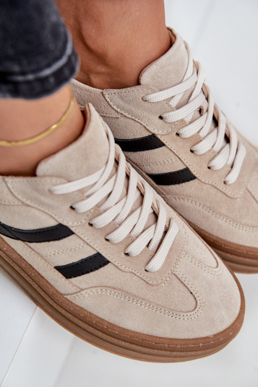 Zazoo N1176 zo semišu Tenisky model obuvi s platformou béžová Zazoo N1176 zo semišu Tenisky model obuvi s platformou béžová