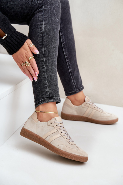 Zazoo N1068 zo semišu Nízka Tenisky model obuvi Dámske béžová Zazoo N1068 zo semišu Nízka Tenisky model obuvi Dámske béžová