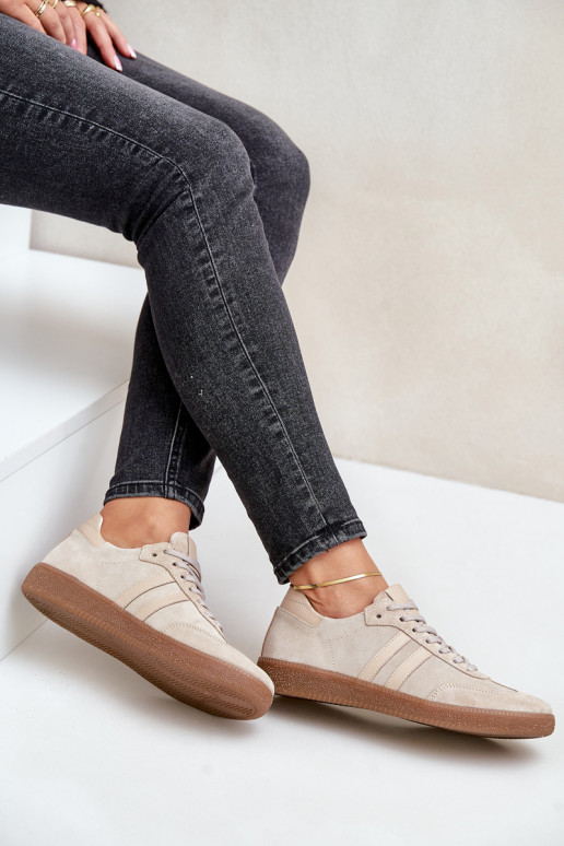 Zazoo N1068 zo semišu Nízka Tenisky model obuvi Dámske béžová Zazoo N1068 zo semišu Nízka Tenisky model obuvi Dámske béžová