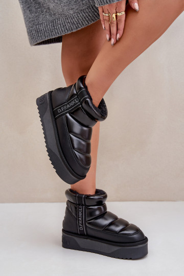 Nízka Snehule Zapnuté hrubej podrážke D.Franklin DFSH371011 čierna