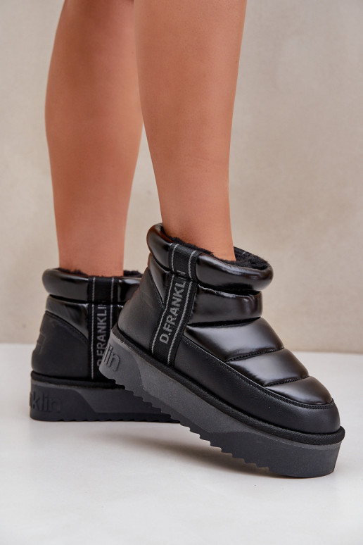 Nízka Snehule Zapnuté hrubej podrážke D.Franklin DFSH371011 čierna Nízka Snehule Zapnuté hrubej podrážke D.Franklin DFSH371011 čierna