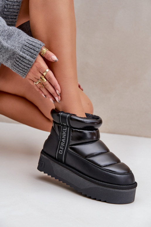 Nízka Snehule Zapnuté hrubej podrážke D.Franklin DFSH371011 čierna Nízka Snehule Zapnuté hrubej podrážke D.Franklin DFSH371011 čierna