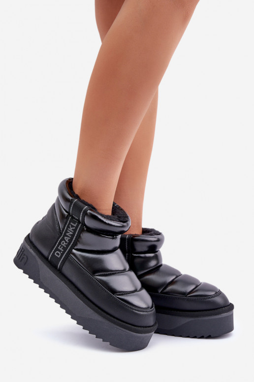 Nízka Snehule Zapnuté hrubej podrážke D.Franklin DFSH371011 čierna Nízka Snehule Zapnuté hrubej podrážke D.Franklin DFSH371011 čierna