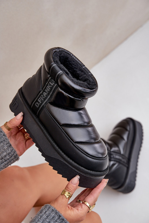 Nízka Snehule Zapnuté hrubej podrážke D.Franklin DFSH371011 čierna Nízka Snehule Zapnuté hrubej podrážke D.Franklin DFSH371011 čierna