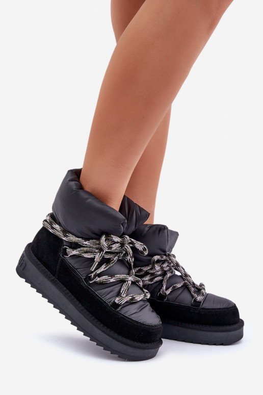 zo semišu Snehule DámskeGrubym Šnurovaniem D.Franklin DFSH375003 čierna zo semišu Snehule DámskeGrubym Šnurovaniem D.Franklin DFSH375003 čierna