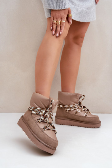 zo semišu Snehule DámskeGrubym Šnurovaniem D.Franklin DFSH375003 hlinené farby