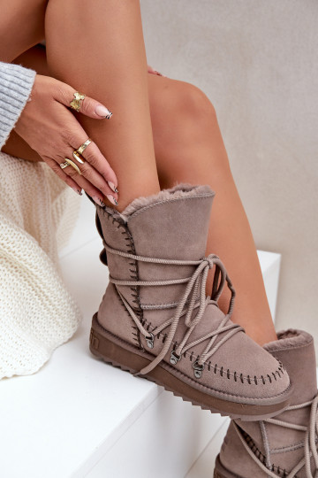 Snehule DámskeZapnutéturalnego zo semišuu D.Franklin DFSH375004 hlinené farby