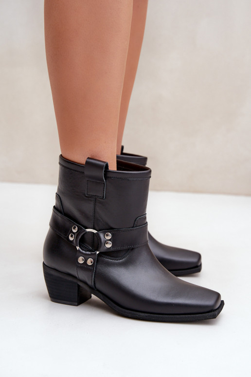 ČižmyZapnutéturalnej Skóry s podpätkami Zazoo 3444/2 čierna ČižmyZapnutéturalnej Skóry s podpätkami Zazoo 3444/2 čierna