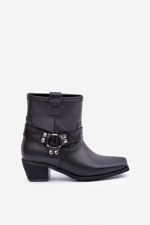 ČižmyZapnutéturalnej Skóry s podpätkami Zazoo 3444/2 čierna ČižmyZapnutéturalnej Skóry s podpätkami Zazoo 3444/2 čierna