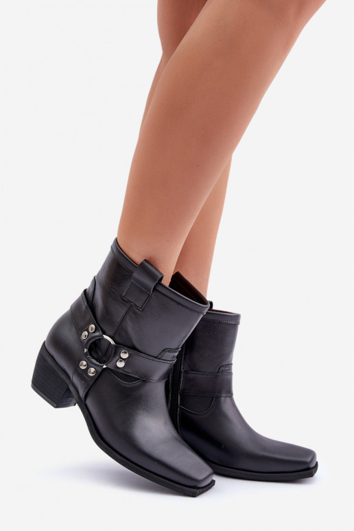 ČižmyZapnutéturalnej Skóry s podpätkami Zazoo 3444/2 čierna ČižmyZapnutéturalnej Skóry s podpätkami Zazoo 3444/2 čierna