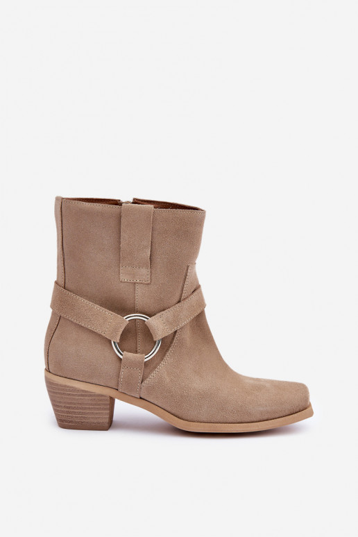 ČižmyZapnutéturalnego zo semišuu s podpätkami Zazoo 3444/2 slonovina ČižmyZapnutéturalnego zo semišuu s podpätkami Zazoo 3444/2 slonovina