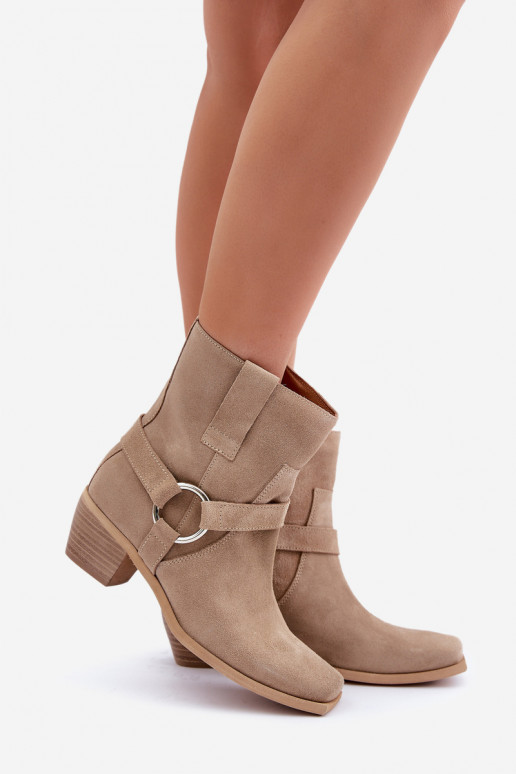 ČižmyZapnutéturalnego zo semišuu s podpätkami Zazoo 3444/2 slonovina ČižmyZapnutéturalnego zo semišuu s podpätkami Zazoo 3444/2 slonovina