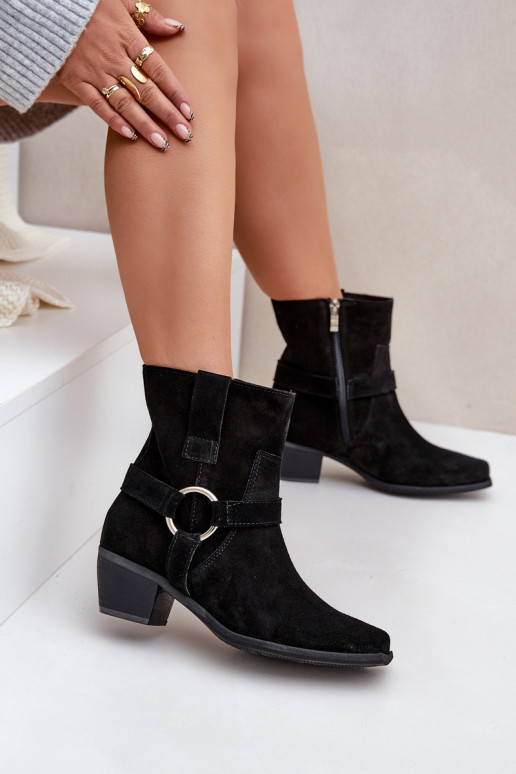 ČižmyZapnutéturalnego zo semišuu s podpätkami Zazoo 3444/2 čierna ČižmyZapnutéturalnego zo semišuu s podpätkami Zazoo 3444/2 čierna