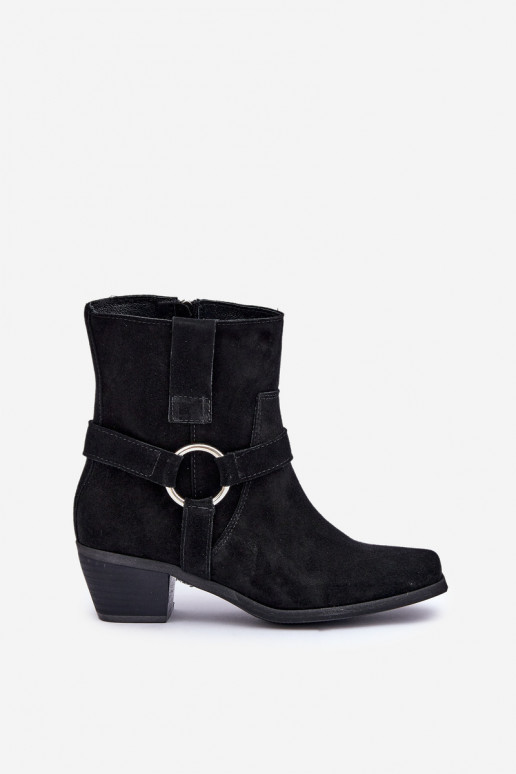 ČižmyZapnutéturalnego zo semišuu s podpätkami Zazoo 3444/2 čierna ČižmyZapnutéturalnego zo semišuu s podpätkami Zazoo 3444/2 čierna