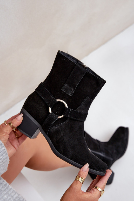 ČižmyZapnutéturalnego zo semišuu s podpätkami Zazoo 3444/2 čierna ČižmyZapnutéturalnego zo semišuu s podpätkami Zazoo 3444/2 čierna