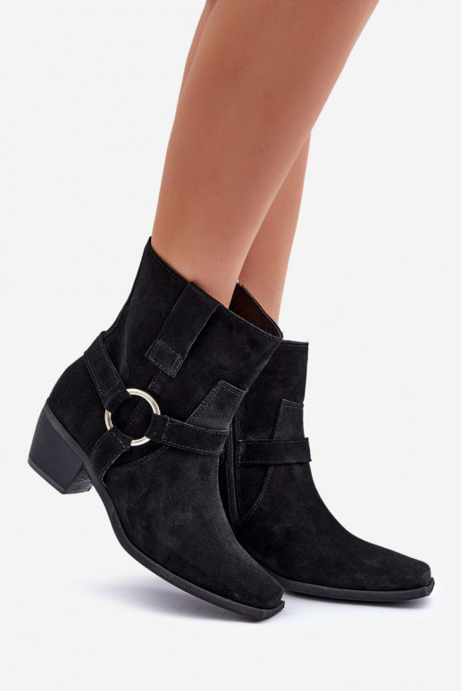 ČižmyZapnutéturalnego zo semišuu s podpätkami Zazoo 3444/2 čierna ČižmyZapnutéturalnego zo semišuu s podpätkami Zazoo 3444/2 čierna