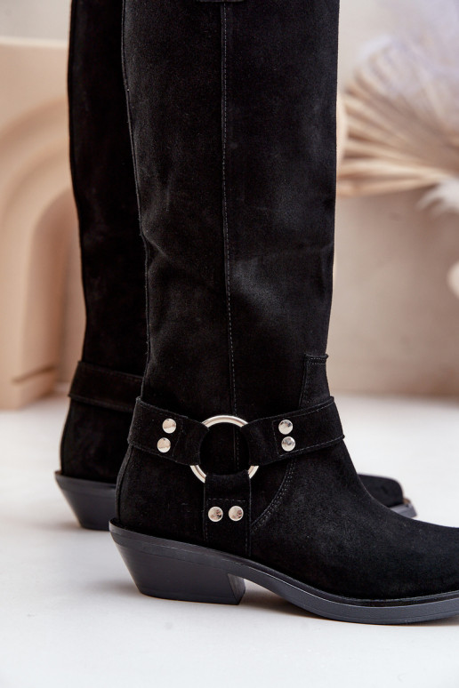 zo semišu čižmy kovbojský štýl Zapnuté nízkom opätku s ozdobami Zazoo 3656 čierna zo semišu čižmy kovbojský štýl Zapnuté nízkom opätku s ozdobami Zazoo 3656 čierna