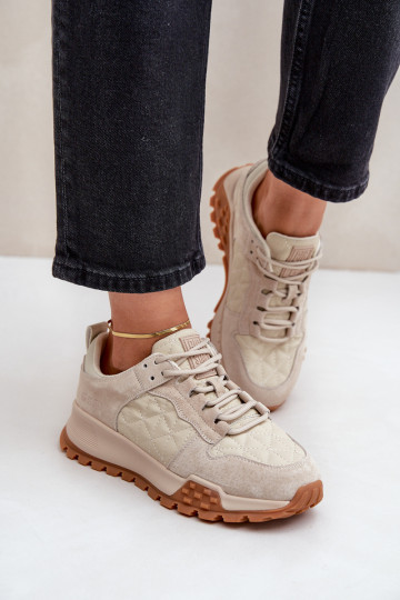 Kožené Tenisky model obuvi Dámske Big Star OO274A315 Hi-Poly System béžová