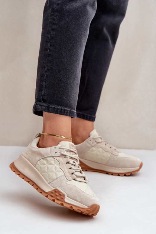 Kožené Tenisky model obuvi Dámske Big Star OO274A315 Hi-Poly System béžová