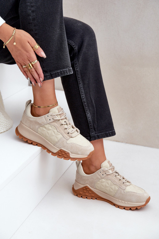 Kožené Tenisky model obuvi Dámske Big Star OO274A315 Hi-Poly System béžová