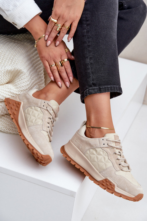 Kožené Tenisky model obuvi Dámske Big Star OO274A315 Hi-Poly System béžová