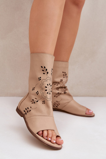 Zazoo 3437 Dámske Dámske sandále s čižmami Zapnuté Hrad béžová