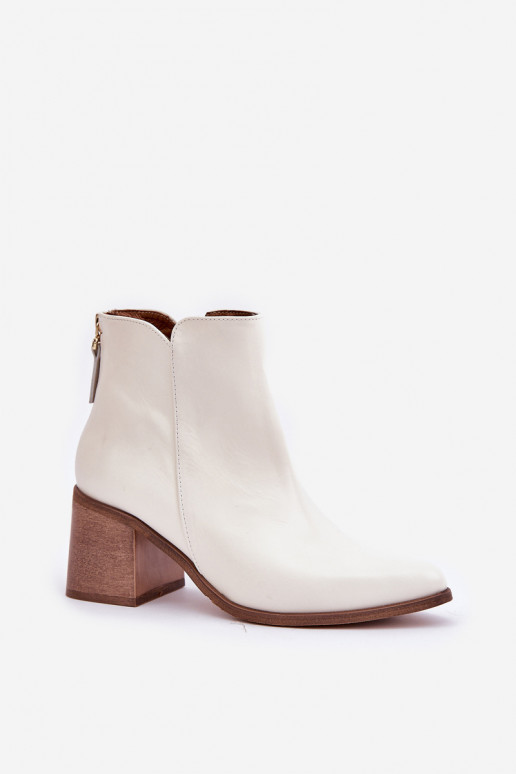 Čižmy s podpätkami pravá koža Zazoo 3673 biela farba Čižmy s podpätkami pravá koža Zazoo 3673 biela farba