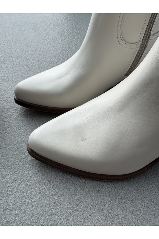 Kožené čižmy Pred kolenom s podpätkami Zazoo 3675 biela farba