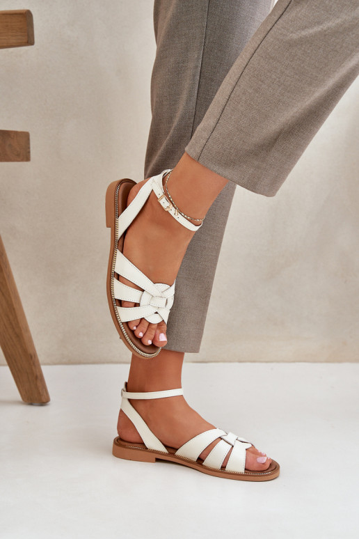 Dámske sandále Dámske so širokými podpätkami Zazoo 3688 slonovina